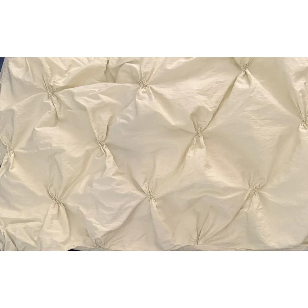 West Elm King Pintuck Duvet Cover Set Standard Shams 3 PCS Celery Organic Cotton
